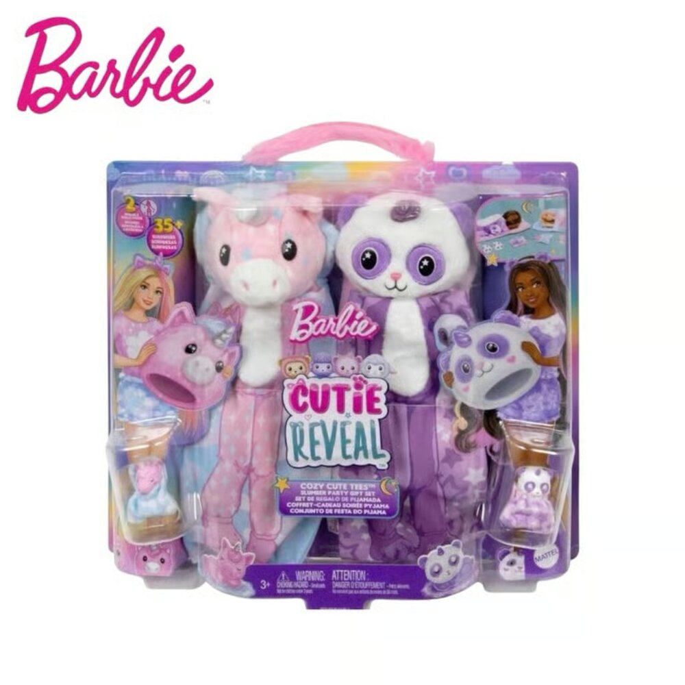 BARBIE CUTIE REVEAL Pajama party Gift set of 2 DOLLS + ACCESSORIES NEW